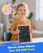 TEKFUN 12 Inch LCD Writing Tablet for Kids, Coloring Drawing Pad, Mess Free Doodle Board, Airplane Travel Toys for Boys and Toddlers, Road Trip Essentials, Gifts for 3 4 5 6 7 8 Year Old Girls(Pink)