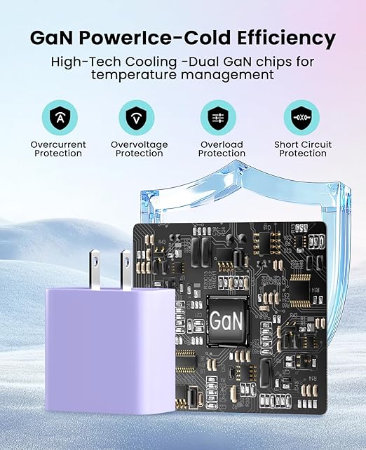 FEEL2NICE iPhone Charger Fast Charging 2 Pack Type C Wall Charger Block with 2 Pack [6FT&10FT] Long USB C to Lightning Cable for iPhone 14/13/12/12 Pro Max/11/Xs Max/XR/X,AirPods Pro,Purple