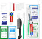 5 Sets Personal Hygiene Kit Bulk,10-IN-1 Green Individually Wrapped Disposable Travel Toothbrushes and Hotel Vanity Set Basic Toiletry Supplies for Homeless,Guests,Charity