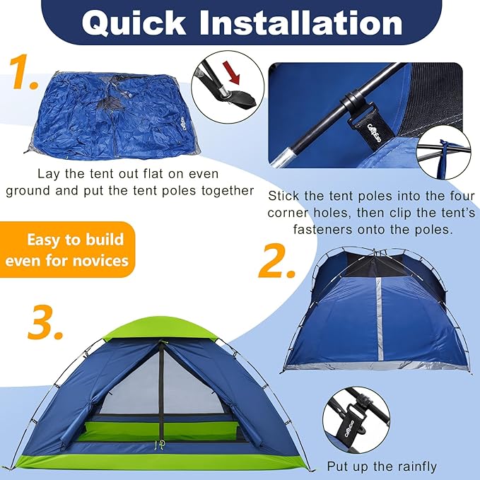 Camping Tent, 1/2 Person Tent, Lightweight Waterproof Backpacking Tent, 5-Minute Setup Outdoor Tent with Carry Bag, Ideal for Camping Hiking