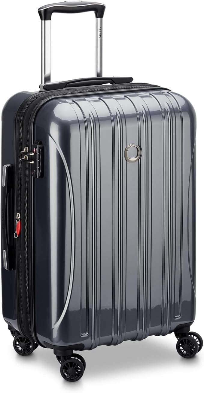 DELSEY PARIS Helium Aero Hardside Expandable Luggage with Spinner Wheels, Titanium, Carry-On Plus 21 Inch