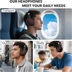 B10 Bluetooth Headphones Over Ear, 2 EQ Music Modes(Normal/Bass) and 50H Playtime Wireless Headphones with Mic, Lightweight Folding HiFi Stereo Headset for iPad/Travel/Tablet/PC/Home (Black)