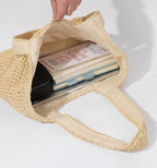 GOLDTIMO Beach Bags for Women - Summer Soft Large Woven Shoulder Purse Handbag, Beach Tote Straw Bag for Summer Vacation