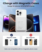 Magnetic Portable Charger Power Bank 12000mAh MagSafe Compatible Battery Pack 22.5W USB C Fast Charging Wireless Battery Pack Phone Charger for iPhone 17/16/15/14/13/12 All Series White