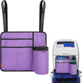 Airplane Seat Back Organizer & Storage, Airplane Tray Table Cover for Personal Items, Airline Seat Hanging Pockets Media Pouch,Reusable Travel Essentials,Fits Tablets,Cell Phone,Water Bottle (Purple)