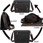 Evergoo Vintage Messenger Bag Unisex Shoulder Bags Canvas Satchel Cross Body Work Satchel Briefcase for 15.6 Inch Laptop