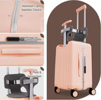 Apelila 20" Ride-On Suitcase with Seat, Double Handle Carry On Luggage with Mesh Pocket & Side Hooks, Hard Shell Spinner Wheels, TSA Lock & Seat Belt