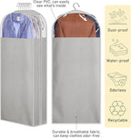 MISSLO 10" Gusseted Garment Bags for Hanging Clothes 40"+50" Clear Suit Bags for Closet Storage Dress Bag for Gowns Long Coat Protector, 3 Packs, Grey