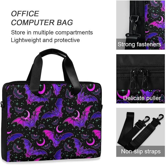 MNSRUU Laptop Bag for 15.6 inch Black Gothic Bats