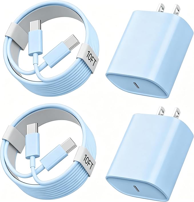 Phone 17 16 15 Charger Fast Charging, 10 FT Long USB C Charger Cord with 20W Type C Fast Phone Charging Block forPhone 17/17 Pro/17 Pro max/Air/Phone 16 15 Pro Max Plus, iPad, Android,Blue