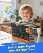 TEKFUN LCD Writing Tablet for Adults, Large Doodle Board, 16 Inch Colorful Drawing Tablet Writing Pad, Toddler Toys for 3 4 5 6 7 8 9 Year Old Girls Boys Teen, Birthday Gifts for Kids (Orange)