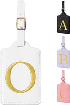 Personalized Initial Luggage Tags for Suitcase TSA Approved, White Leather Cute Luggage Tag with Privacy Cover Name Card, Embroidered Custom Luggage Tags Travel Baggage Tags Gifts for Women Kids(O)