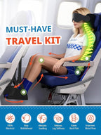 SARISUN 3 in 1 Airplane Travel Essentials Kit, Travel Pillow with Head Support, 3D Eye Mask for Sleeping, No Collapse Foot Hammock for Airplane, Portable Long Flights/Car Road Trip Essentials Sets