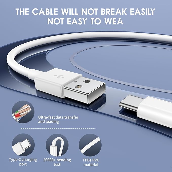 QZIIW 4 Pack USB C Fast Charging Cable 6 FT for iPhone 17 16 15/17 16 15 Pro/17 16 15 Pro max/16 15 Plus,USB A to USB C Car Carplay Cord for Galaxy S25 S24, i Pad Pro 12.9/11,Air 5th/4th Gen