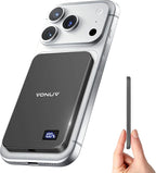 Magnetic Portable Charger 5000mAh, 15W Ultra Slim Wireless Portable Charger, Fast Charging for iPhone 17/16/15/14/13/12 Pro/Pro Max/Plus, Metal Shell, USB-C Cable to Charge Other Phones (Grey)