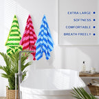 EBOOT 10 Pack Oversized Beach Towel Set Extra Large Pool Towels Microfiber Quick Dry Swim Blanket for Adult Women Men Face Hand Body Bath Travel Pool(Mixed Color,36 x 72 Inch,Fresh Stripe)