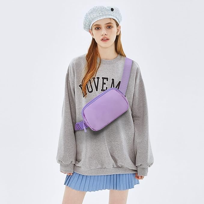 Fanny Pack Crossbody Bag for Women and Men, Belt Bag for Hiking Bum Bag with Adjustable Strap,Casual Cell Phone Pouch?Waist pack for Running Workout Sports Travel Light Purple