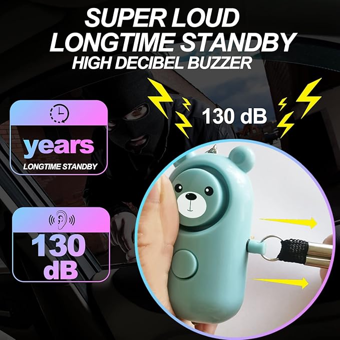 Personal Alarm 130dB Loud Safe Sound Siren, 2 Pack Self Defense Security with LED Light, Safety Alarms Keychain for Women Kids Elders Girls (Cyan+Orange)