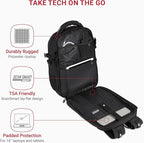 SwissGear Travel Tech Elite Laptop Backpack – Fits Laptops up to 16” – ScanSmart TSA-Friendly Backpack with USB Port, Shoe Compartment & Organizer Pockets – Black