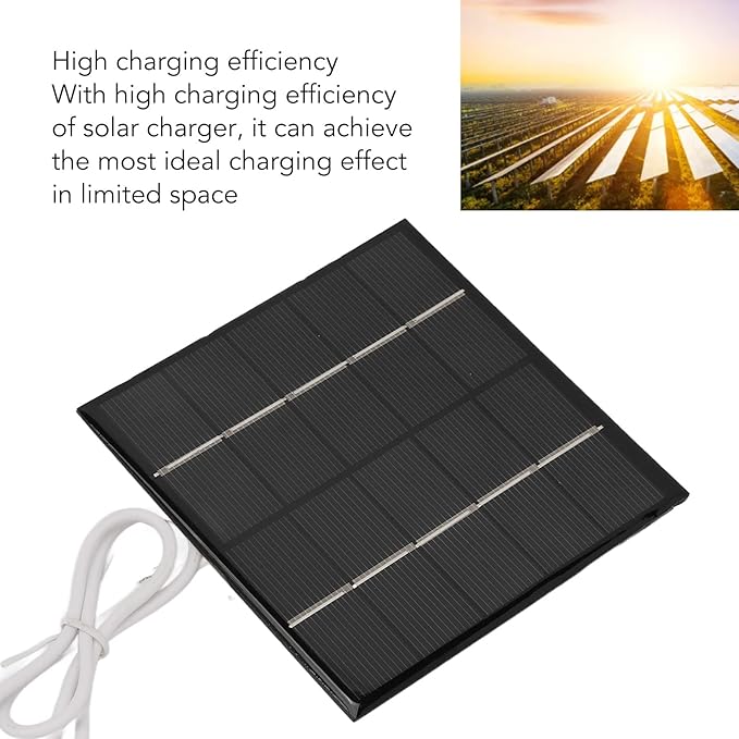 Alomejor Portable Solar Charger,efficient 1.2W 5V mini polycrystalline Solar Panel USB for Travelers Hikers Campers Emergency Outdoor use