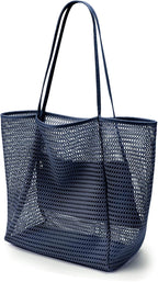KALIDI Beach Nylon Mesh Tote Bag, Casual Tote Bag Hobo Women Foldable MAX 23L Shoulder Bag For Beach Picnic Vacation