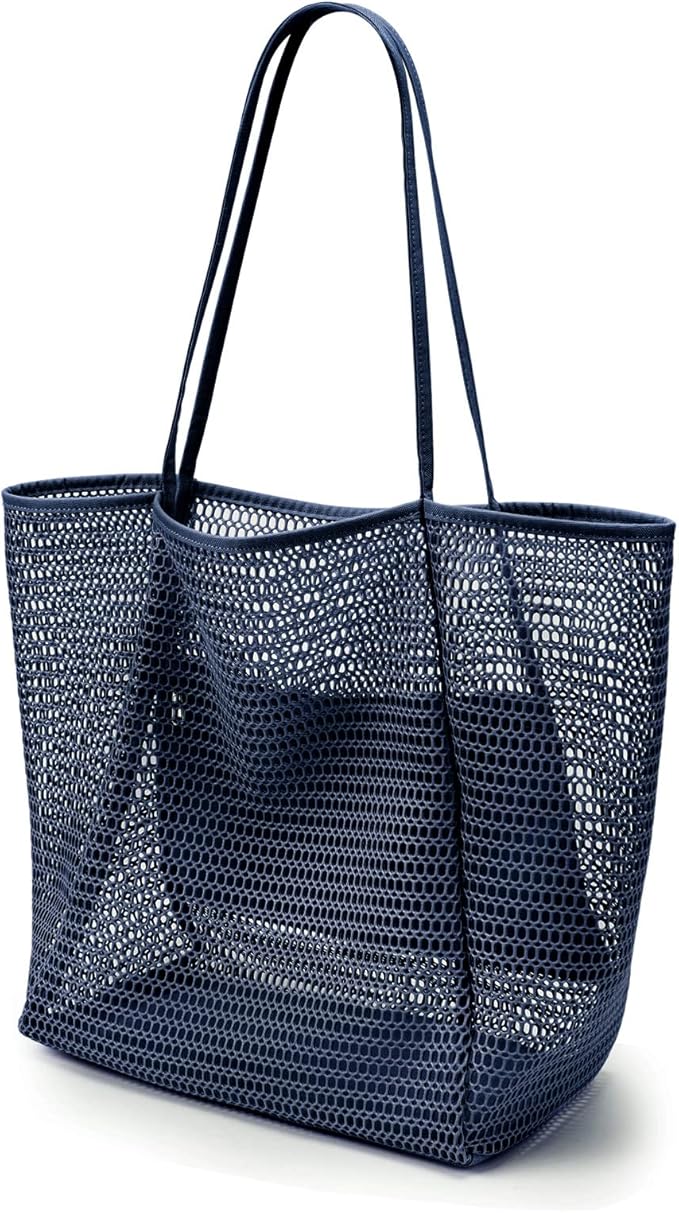 KALIDI Beach Nylon Mesh Tote Bag, Casual Tote Bag Hobo Women Foldable MAX 23L Shoulder Bag For Beach Picnic Vacation