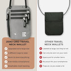 Neck Wallet for Travel & Passport Holder with RFID Blocking - Slim & Easy to Conceal Nylon Travel Pouch for men & women - Holds Phone, Cash, Cards, Keys - Sweat & Water Resistant - XLarge - Light Grey