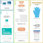 Be Smart Get Prepared 180 Piece First Aid Kit: Clean, Treat, Protect Minor Cuts, Scrapes. Home, Office, Car, School, Business, Travel, Emergency, Survival, Hunting, Outdoor, Camping & Sports, FSA HSA