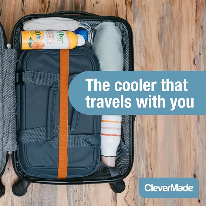CleverMade Pacifica Collapsible Cooler Bag – Medium Portable Cooler Bag for Travel, Foldable Insulated Cooler for Beach, Picnic & Road Trips, Holds Up to 30 Cans, Leakproof Soft Carry Cooler - Gray