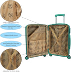 World Traveler VentureX Airline Approved 2-Piece Carry-On Luggage Set – Lightweight Hardside Polycarbonate Suitcase with Spinner Wheels - Green
