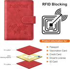 Eoehro Passport Holder for Travel Essentials, Passport Wallet Cover Case for Travel Must Haves Accessories,Passport Book Holders for Women and Men(red)