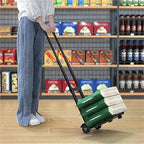 Portable Lightweight Hand Truck for Luggage Adjustable Utility Cart 4Wheel Aluminum Folding Shopping Trolley Stair Climber Outdoor Express Cart for Suitcases & Storage
