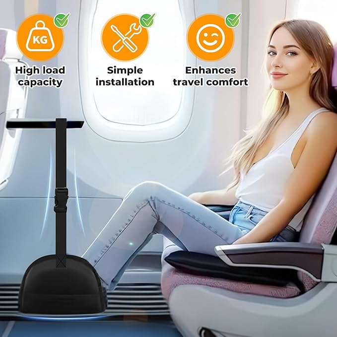 Airplane Foot Hammock - Portable Travel Foot Rest with Adjustable & Detachable Straps for Ergonomic Support on Flights, Cars, Trains, Lightweight & Packable for Long Haul Travel & Office