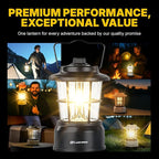 LUXPRO Retro LED Lantern - Battery-Powered Emergency Lantern - Water Resistant - Bright LED Lamp for Indoor & Outdoor Use - Use for Tents, Hiking or Hurricane Prep (Black, Pack of 2)