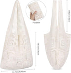 WantGor Crochet Bags, Beach Mesh Tote Bag Womens Shoulder Shopping Handbag Casual Travel Totes Bag Foldable Hobo Bags