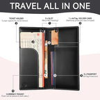 Leather Passport Holder for Travel with AirTag Holder, RFID Blocking Passport Wallet with Card Slots for Men & Women (Black)