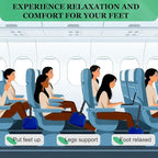 PATIKIL Airplane Footrest, Adjustable Foot Hammock with Hooks Foldable Memory Foam Footstool to Relax Feet Long Flight Airplane Travel Essentials for Under Office Desk, Black, Pale Blue