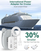 European Travel Plug Adapter, US to UK Europe Power Strip for EU/UK/US with USB C, 3 USB Ports 3 AC Outlets, 3ft Extension Cord, International Travel Power Strip, Type C for Europe EU Germany France