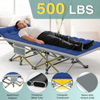 ZENPETIO 28In Folding Camping Cot for Adult, Portable Sleeping Cot with Mattress, Outdoor Heavy Duty Cot Bed for Camp with Carry Bag for Home, Office, Camp, Travel, Vacation(Max Loading 500lbs)