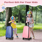 iubest Luggage Carry On Scooter Suitcase for Kids Age 4-15, Detachable & Foldable 4 in 1 Suitcase, Multifunctional Ride On Travel Trolley Scooter Combo-Pink