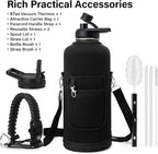 DYSANKY Insulated Water Bottle | Thickened Stainless Steel for Gym and Hiking with Straw, Carrier Bag, Handle Strap | BPA-Free 87 oz