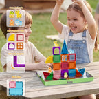 52PCS Mini Magnetic Tiles with Cute Animals, Travel Size Magnetic Construction Toys with Storage Box, Magnetic Blocks Building Toy for Kids Ages 4-8, Ideal Gift for Boys Girls Halloween Birthday