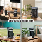 Coffee Machine,Single Serve Coffee Maker,One Cup Coffee Maker with Reusable Filter&One-touch Control Button,Portable Brewer for Camping,Travel & Home,Easy To Clean& Store,15oz/450ml