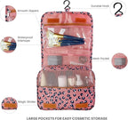 Lcsmaokin Large Capacity Toiletry Bag Travel Bag with Hanging Hook for Men and Women Waterproof Travel Cosmetic Bag Bathroom Storage Bag for Brushes Set,Full-Sized Shampoo,Accessories -Grey Flamingo