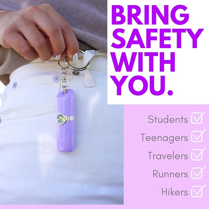 Securityman Personal Alarms for Women | Safety Alarm Keychain (Loud 130dB Siren and SOS Strobe Light) Everyday Self Defense Security Alarm Protection Device (Purple)