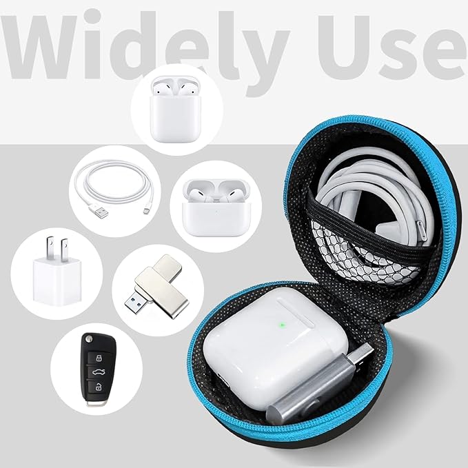 for Earphone Carry Case, 5-Pack Round Pocket Earbud Travel Carrying Case with Zipper for Smartphone Earphone, Wireless Headset, USB Cable, SD Cards Storage Bags, Masks and More