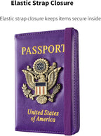 Passport Holder and Card Slot Combo RFID Blocking Leather Travel Passport Wallet for Men and Women US Passport Cover, Purple