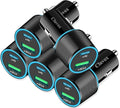 5 Pack 38W USB C Car Charger Adapter, 20W Fast USBC & 18W Rapid QC3.0 Ports, 12V Cigarette Lighter Adapter, Type C Auto Plug Outlet Accessories for iPhone 17 16 15 14, Samsung S26, Android Cell Phone