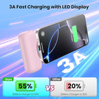 [2 Packs]Mini Portable Charger for iPhone 17/16,5500mAh LCD Display USB C Power Bank,Fast Phone Charging Travel Pocket Size Battery Pack for iPhone 17/17 Pro Max/Air/16/15 Series,Android(Pink+Purple)