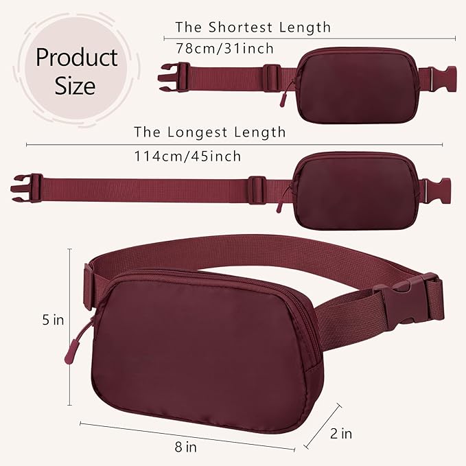 Fanny Pack Crossbody Bag for Women and Men, Belt Bag for Hiking Bum Bag with Adjustable Strap,Casual Cell Phone Pouch?Waist pack for Running Workout Sports Travel Burgundy